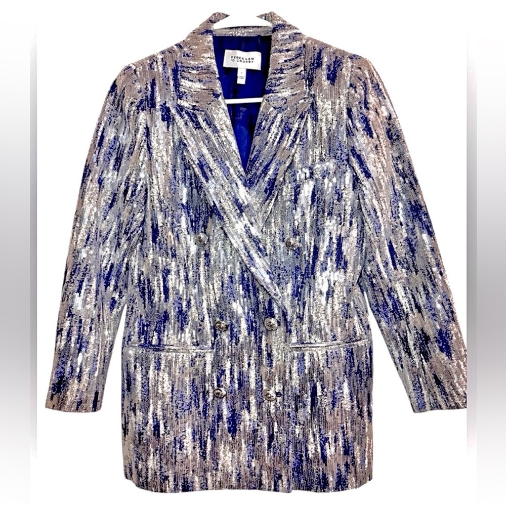 DEREK LAM Sequin Blazer dress jacket 💙🩶🩵